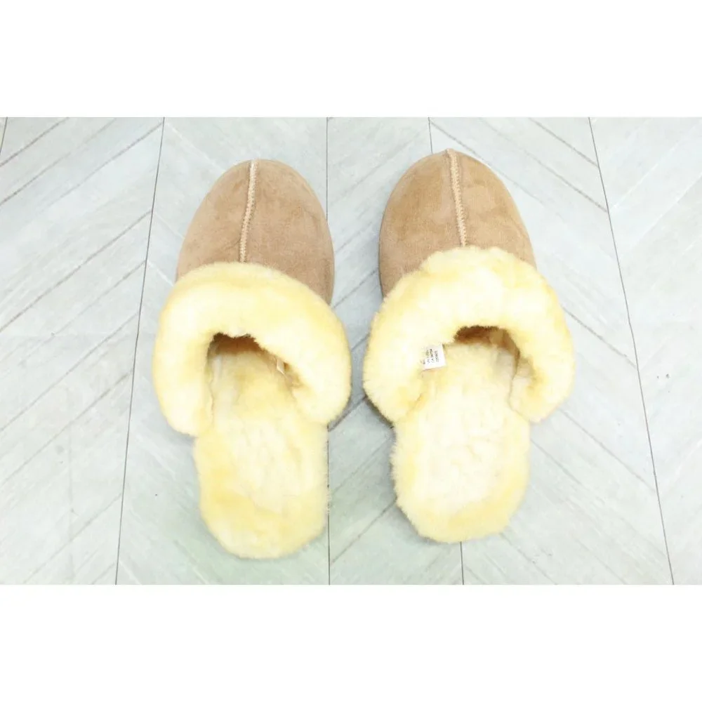 LL Bean Brown Suede Wicked Good Shearling-Lined Slides Slippers Size 9 M - Picture 6 of 9